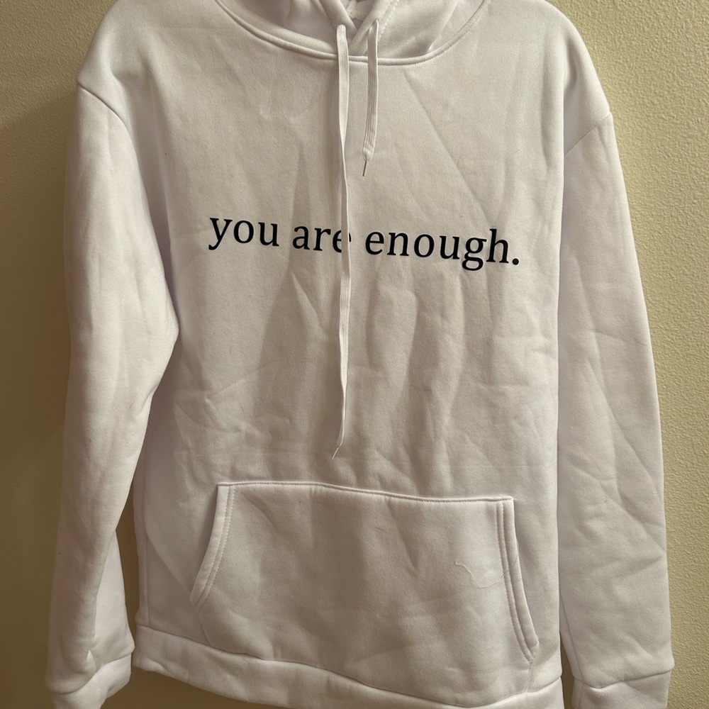 White Hoodie with Inspirational Text